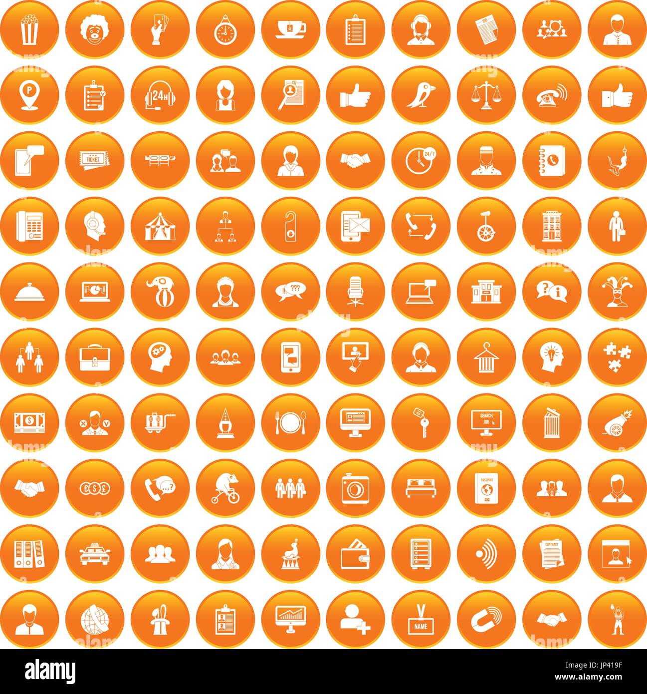 100 coherence icons set orange Stock Vector