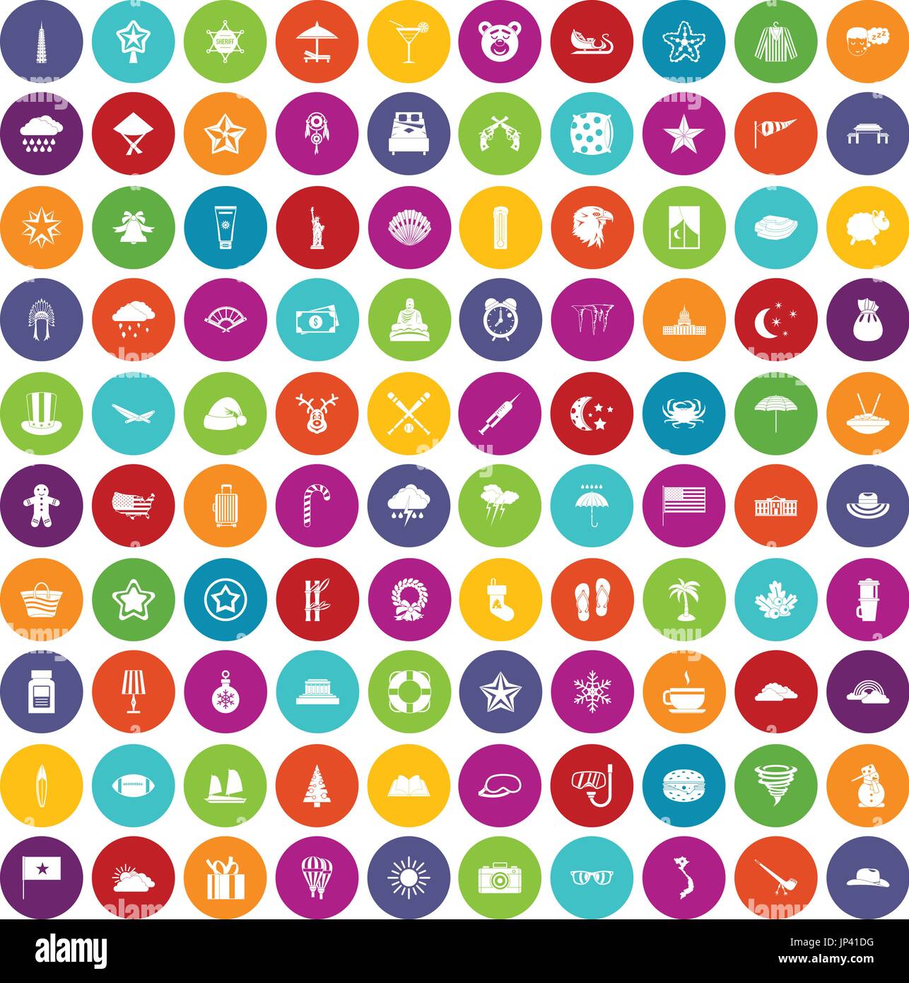 100 star icons set color Stock Vector