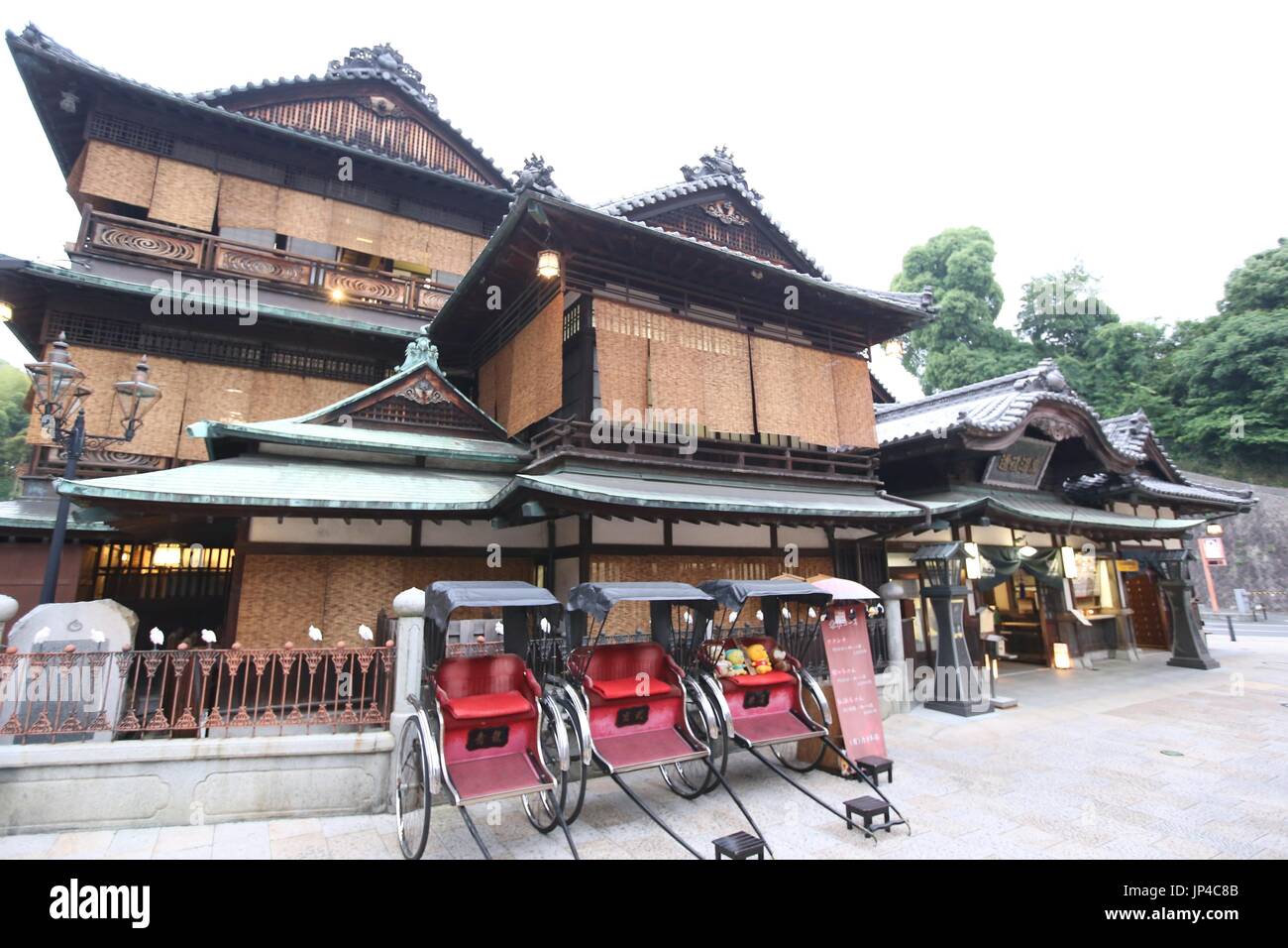 MATSUYAMA, Japan Reed screens are hung over windows of the Dogo Onsen Honkan building, a time