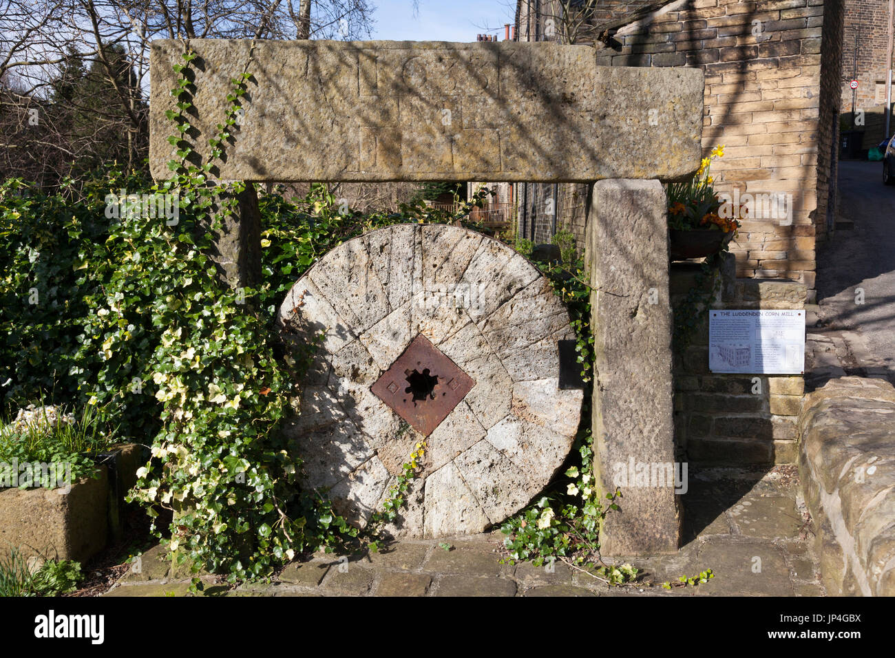Preserved remains of the old corn mill, Luddenden, West Yorkshire Stock