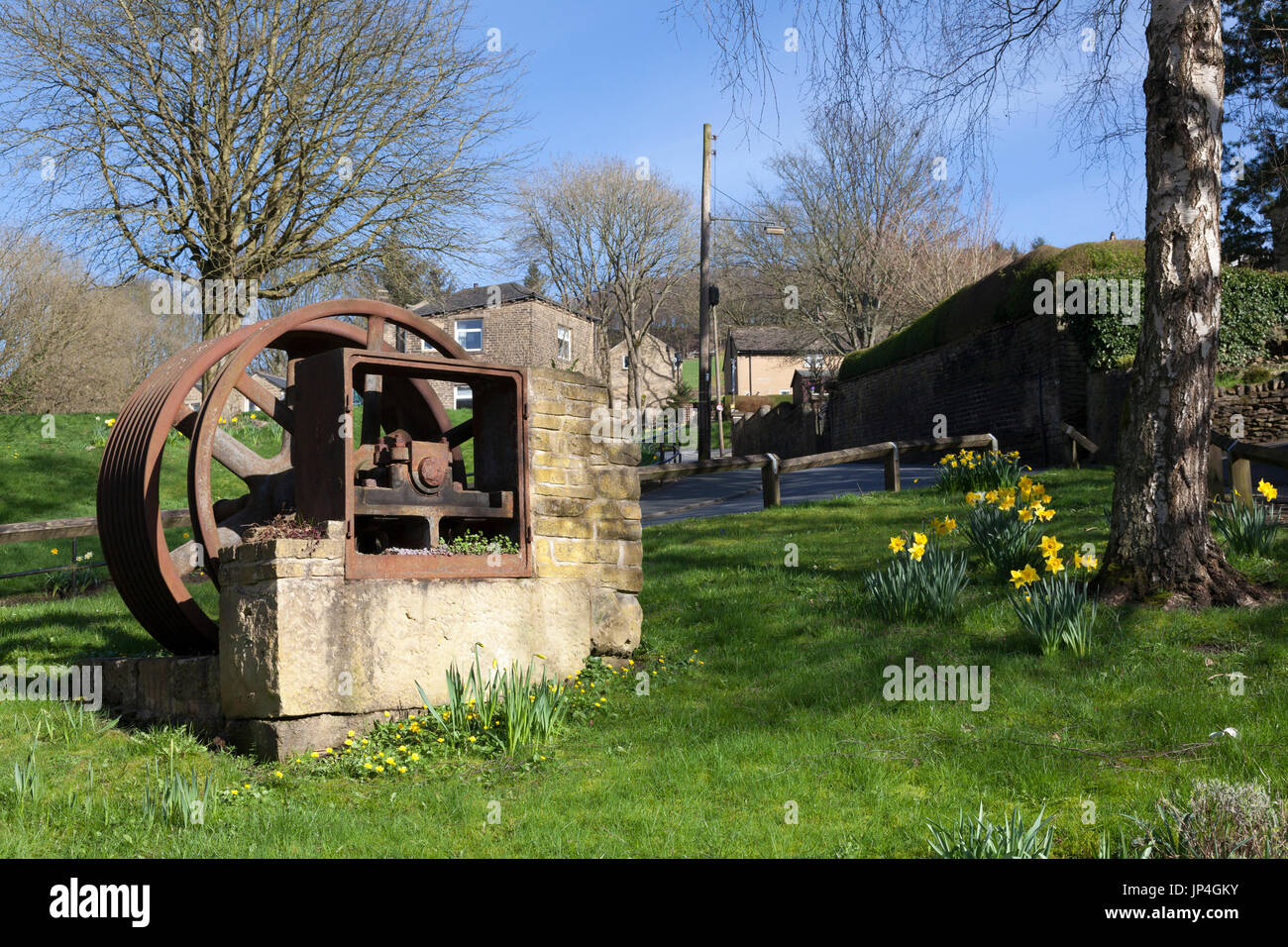 Preserved remains of the old corn mill, Luddenden, West Yorkshire Stock