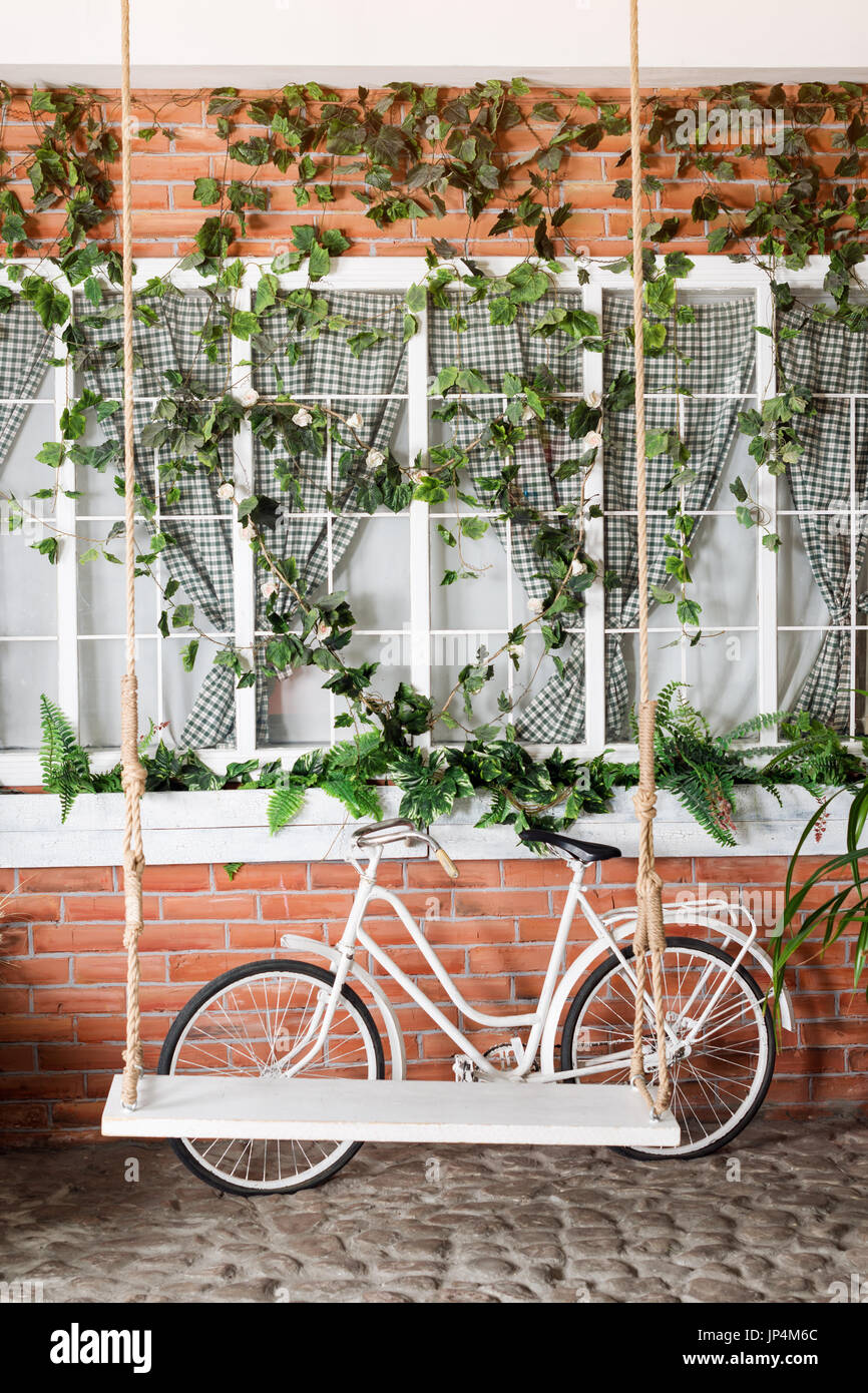 Retro vintage bicycle in front of the 