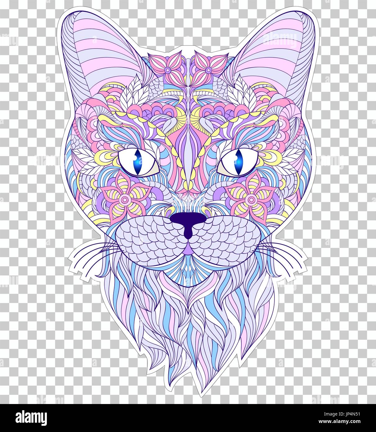 Colorful head of cat Stock Vector