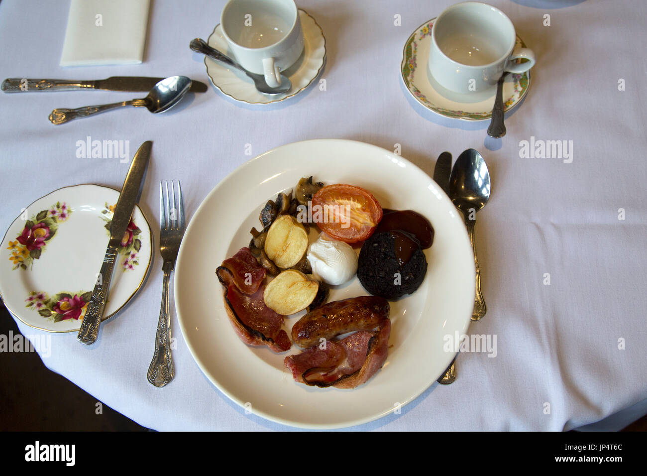 English breakfast served in England. Stock Photo