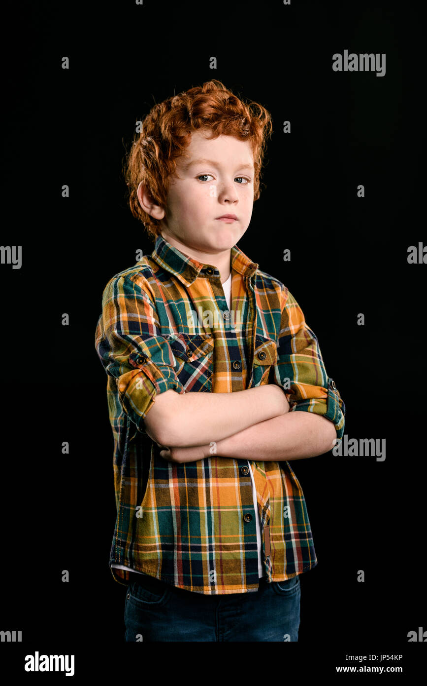 Boy isolated arms crossed hi-res stock photography and images - Alamy