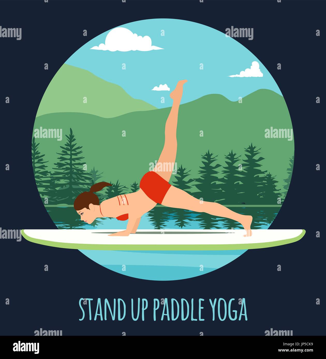 Yoga on paddle board Stock Vector Images - Alamy