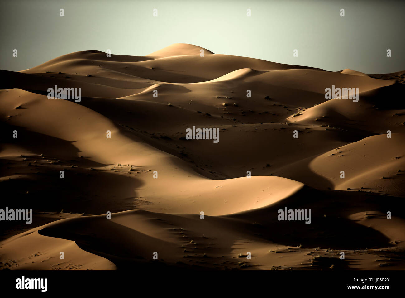 Desert landscape with sand dunes under a clear hazy sky Stock Photo - Alamy