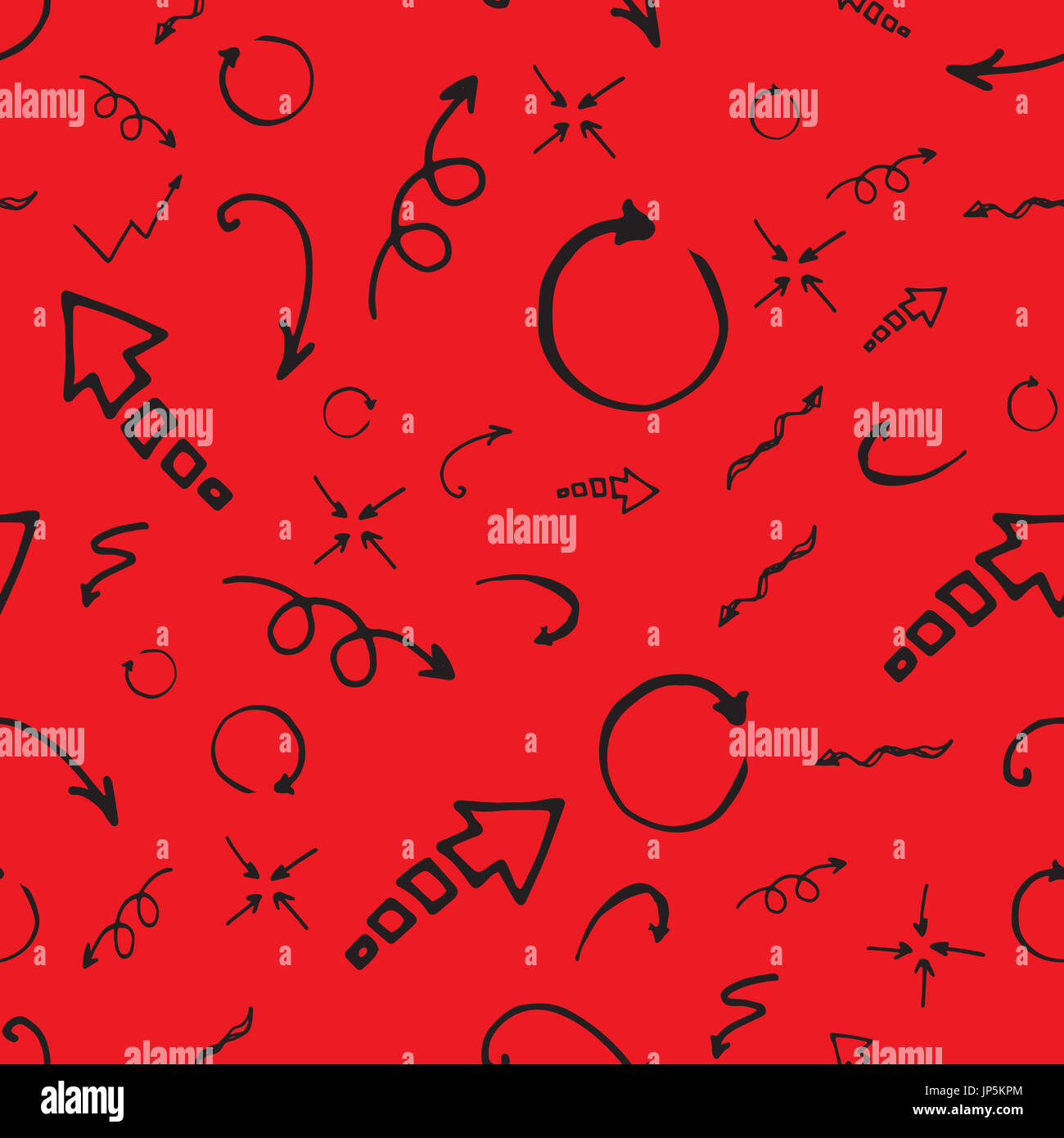 Seamless pattern. Doodle ink, hand drawn pointers, arrows and other signs. image Stock Photo