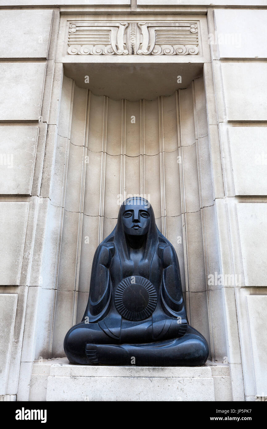 Day sculpture in black basalt at the Mersey Tunnel's George's Dock Ventilation & Control Station, Pier Head, Liverpool Stock Photo