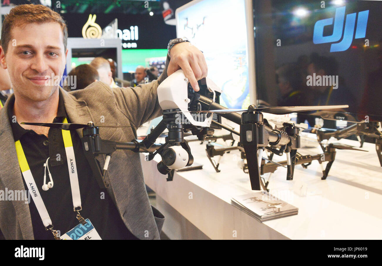 LAS VEGAS, United States Chinese drone manufacturer DJI displays its