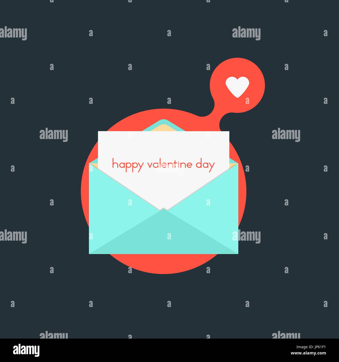 open envelope with happy valentine day on red bubble Stock Vector