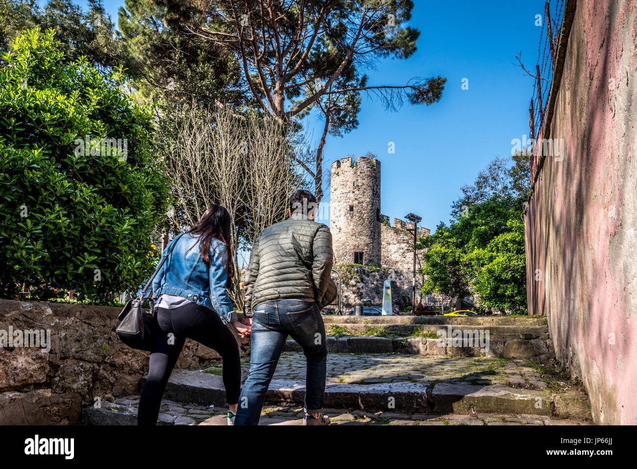 people visit anatolian castle(anadolu hisari)in istanbul.historically ...