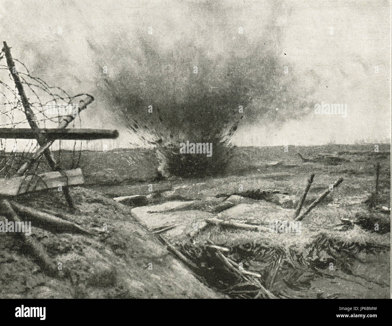German shelling of Belgian lines, 1917 Stock Photo