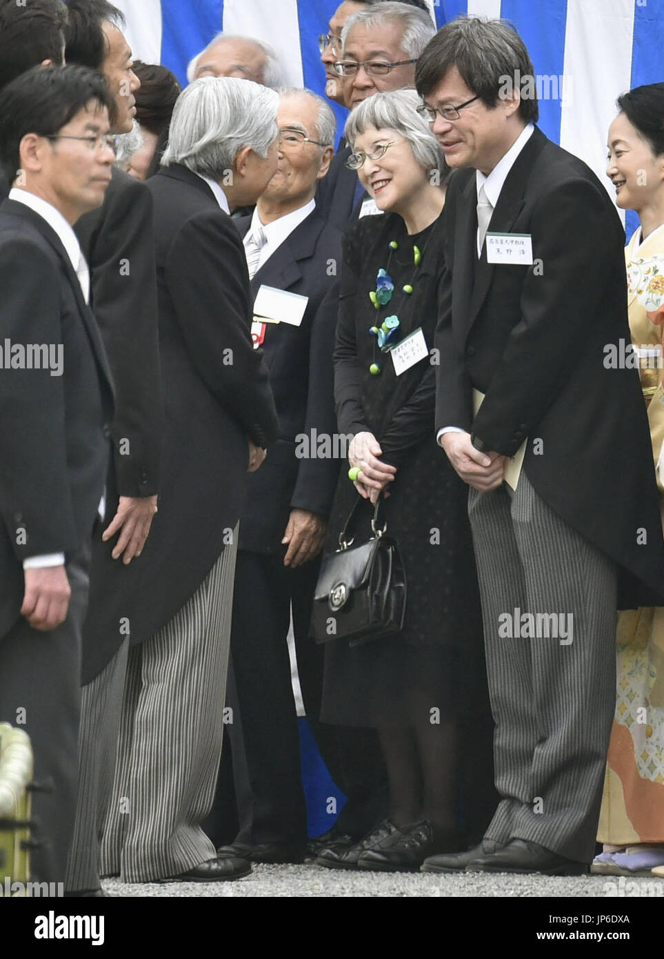Emperor Akihito meets with Hiroshi Amano (2nd from R), a 2014 Nobel ...