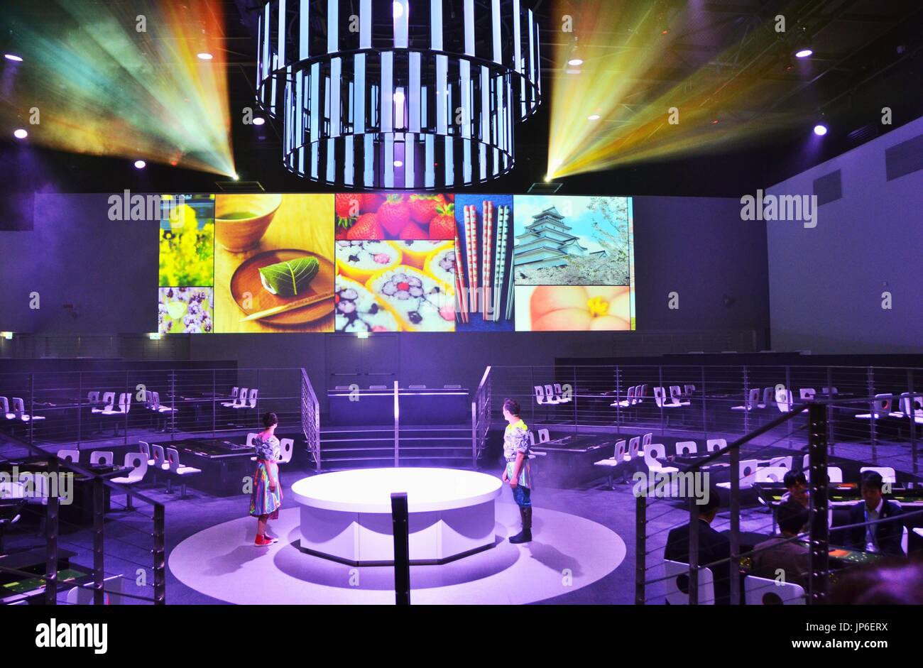Photo shows a video theater named 'a restaurant of the future' within the Japan Pavilion of the Expo Milano 2015 in the northern Italian city of Milan on April 24, 2015, the day when the pavilion was unveiled to the press ahead of the opening of the world exposition themed on food on May 1. (Kyodo) ==Kyodo Stock Photo