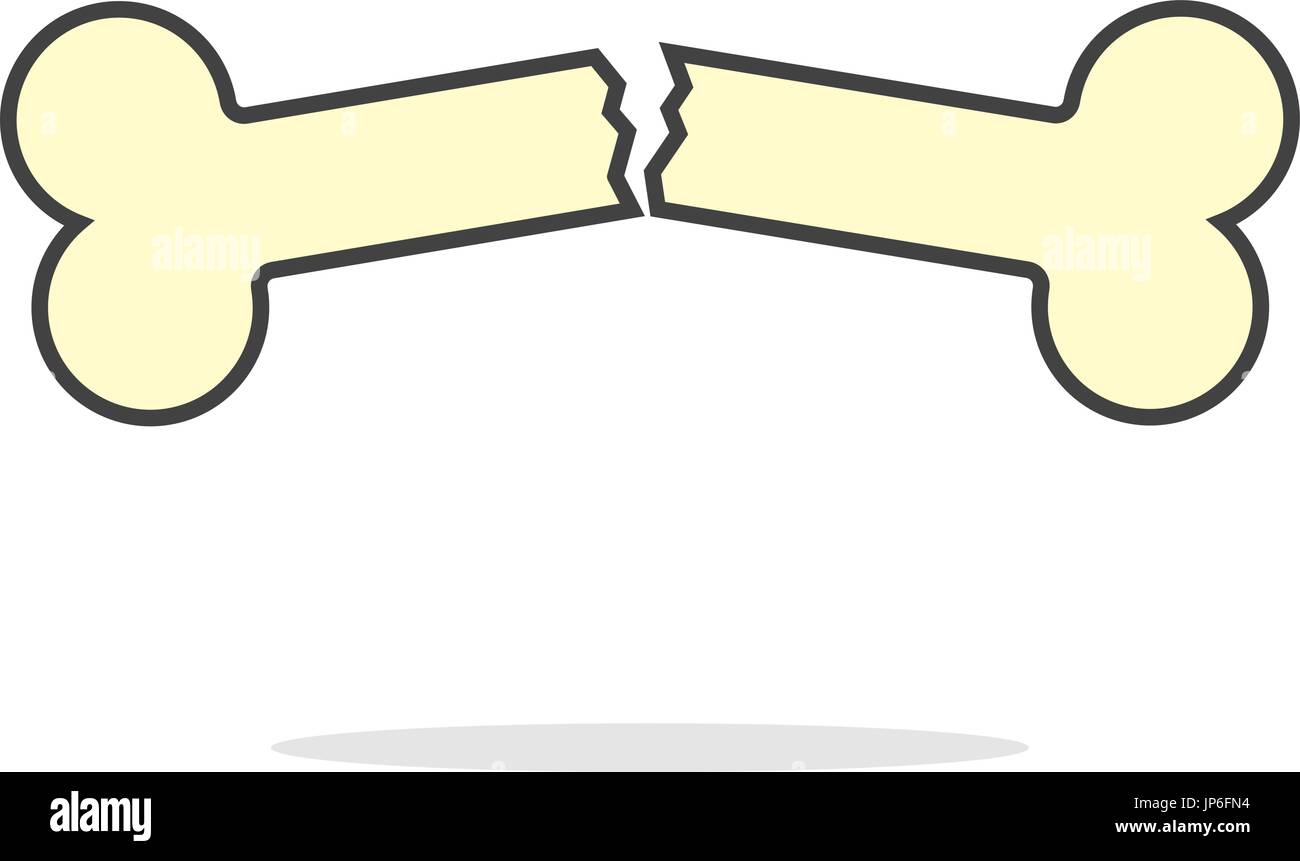 simple yellow outline broken bone icon Stock Vector