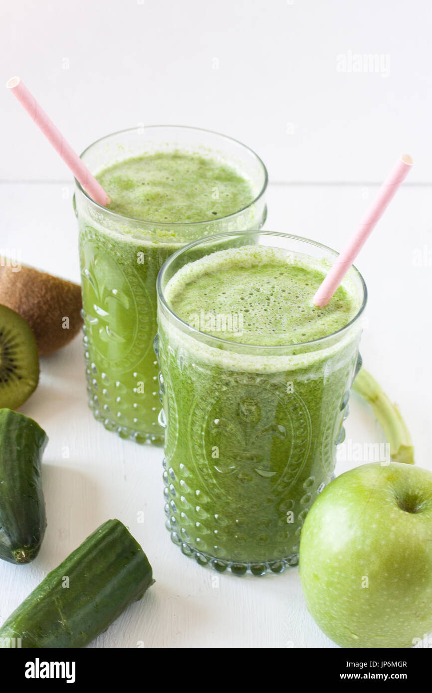 green vegetable and fruit juice Stock Photo Alamy