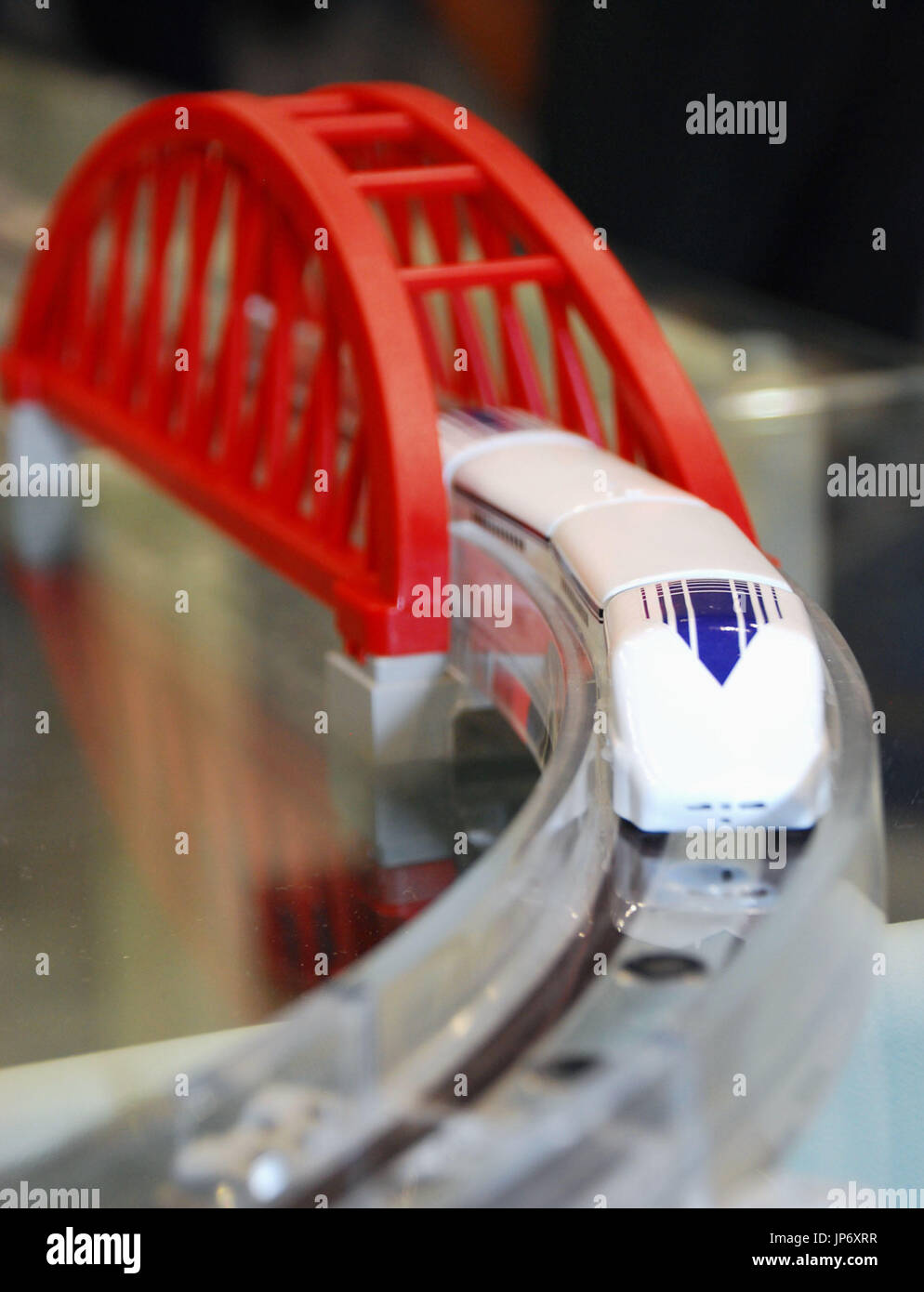 Photo taken May 26, 2015, in Tokyo shows a miniature maglev train to be ...