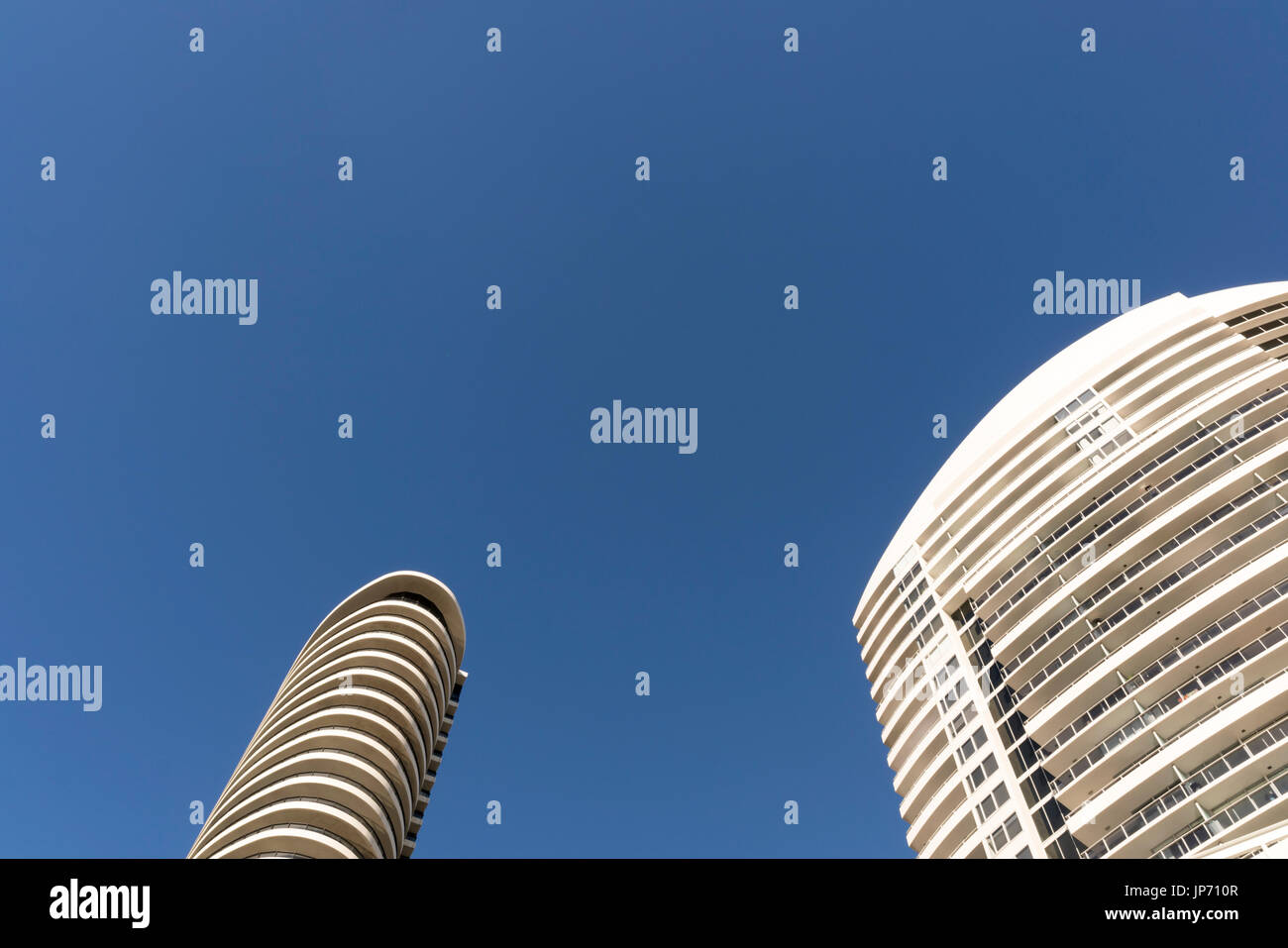 Architectural abstract. Modern buildings against bright blue sky in Melbourne, Australia Stock Photo