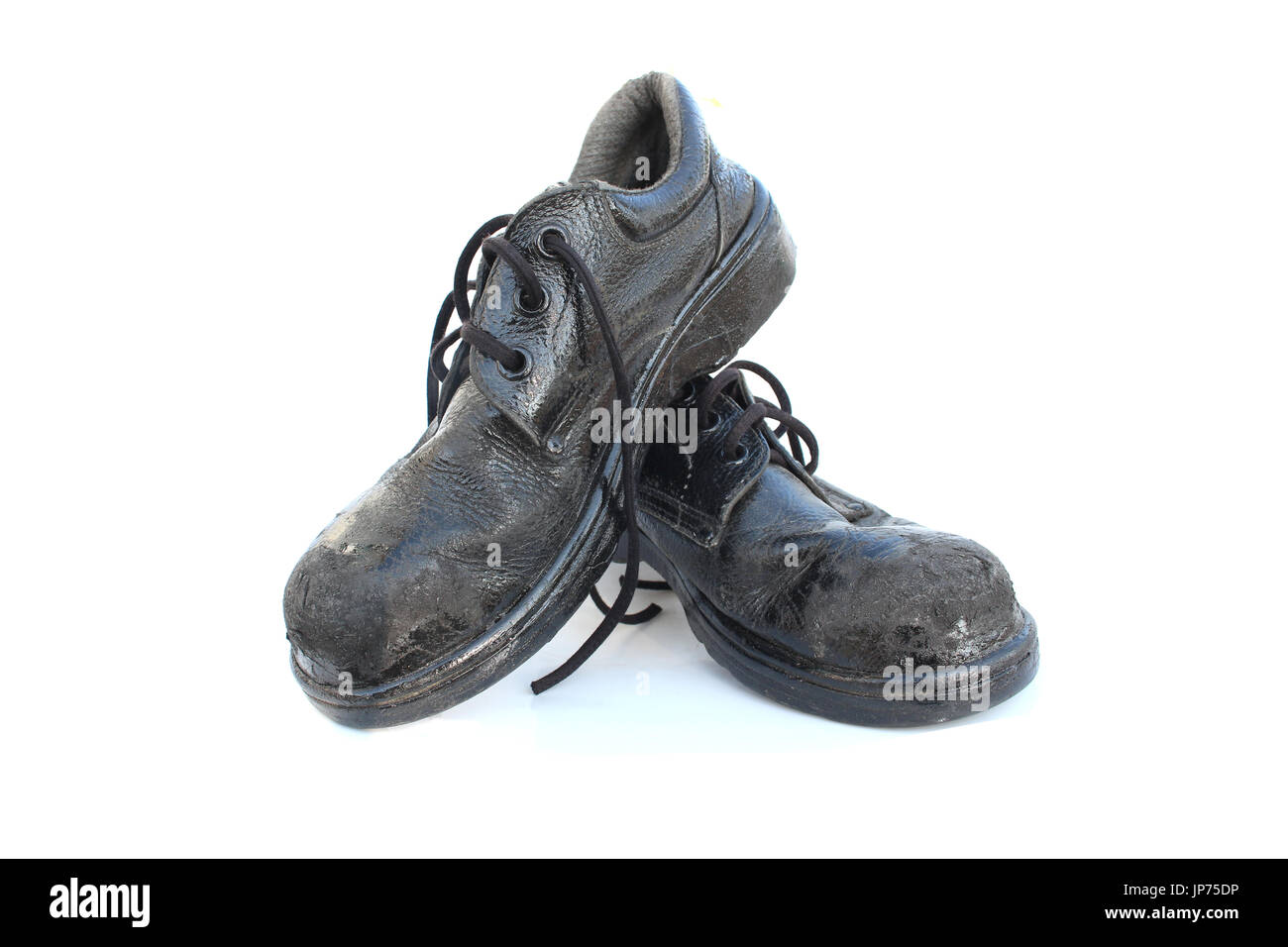 Old Safety Shoes on isolated Stock Photo - Alamy