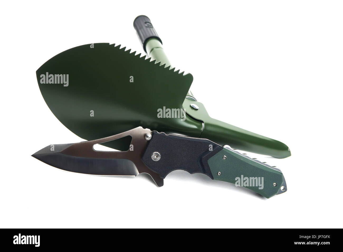 Folding knife and folding shovel for camping,trekking,or adventure