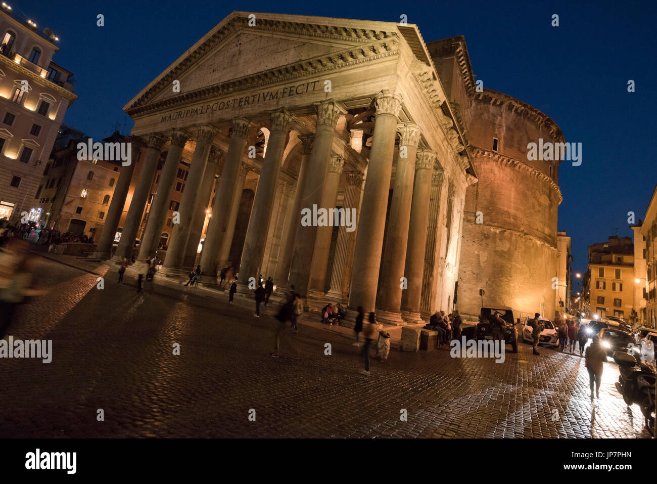 Horizontal view of the Pantheon in Rome at sunset. Stock Photo