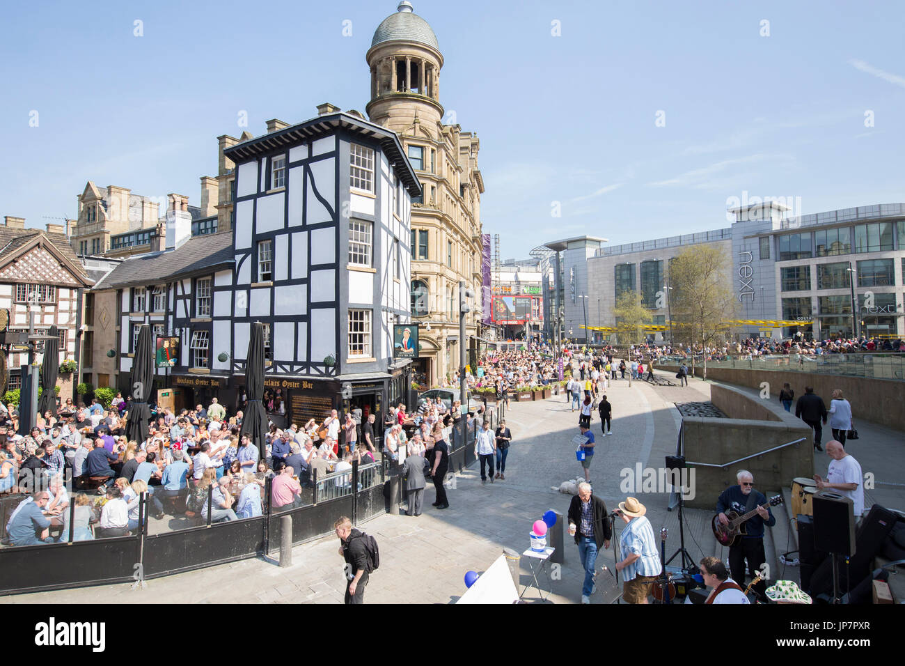 Two squares in central Manchester, Shambles and Exchange. Stock Photo