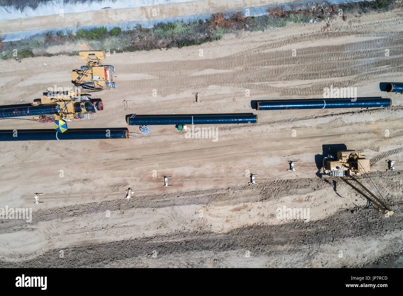 aerial view of construction of gas pipeline Trans Adriatic Pipeline