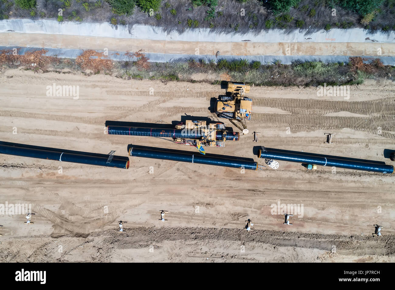 aerial view of construction of gas pipeline Trans Adriatic Pipeline