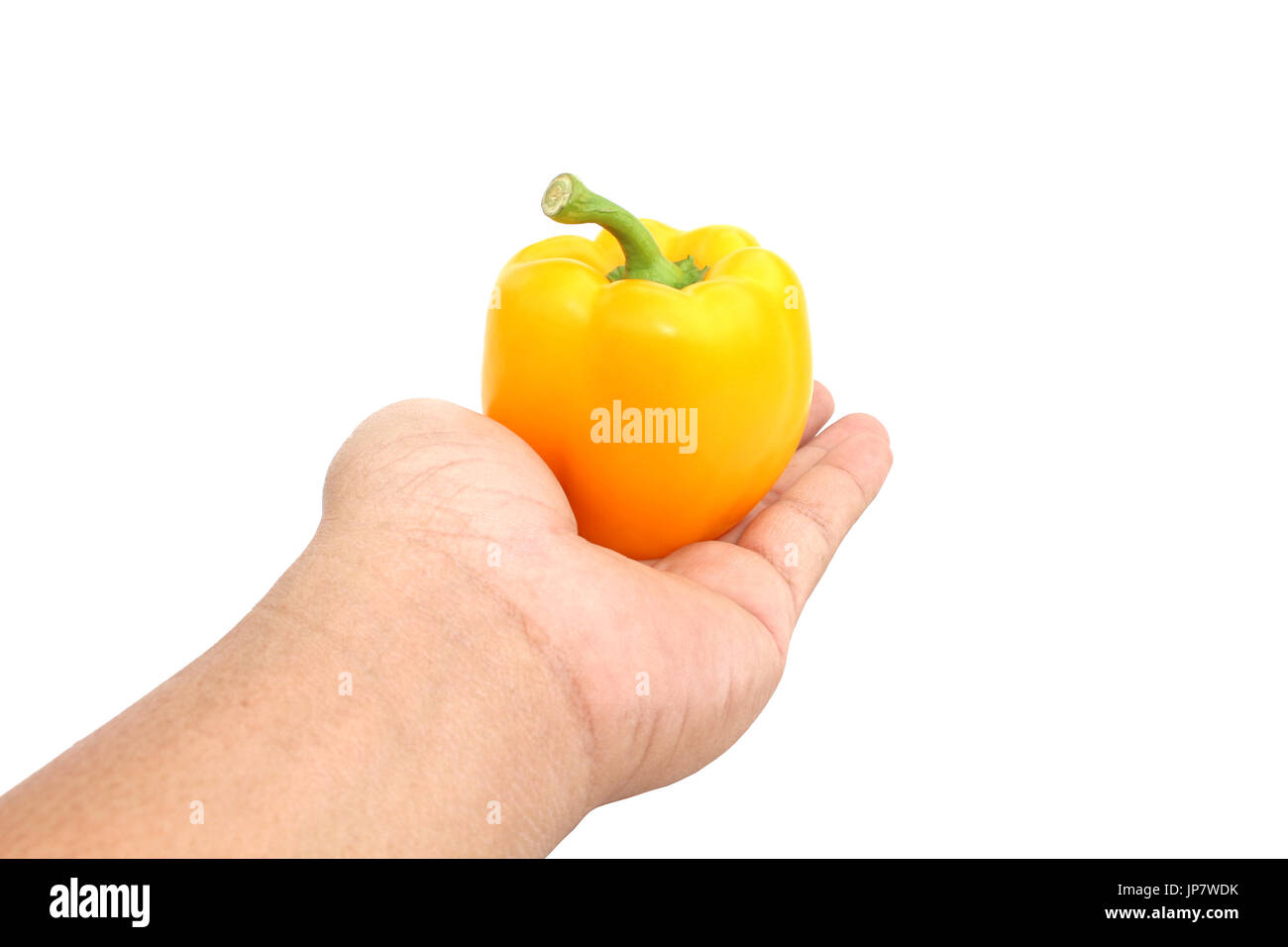 hands holding sweet peppers on white background Stock Photo Alamy