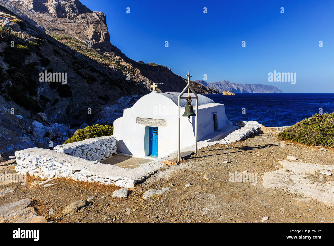 AGIA ANNA - AMORGOS CYCLADES  GREECE Stock Photo