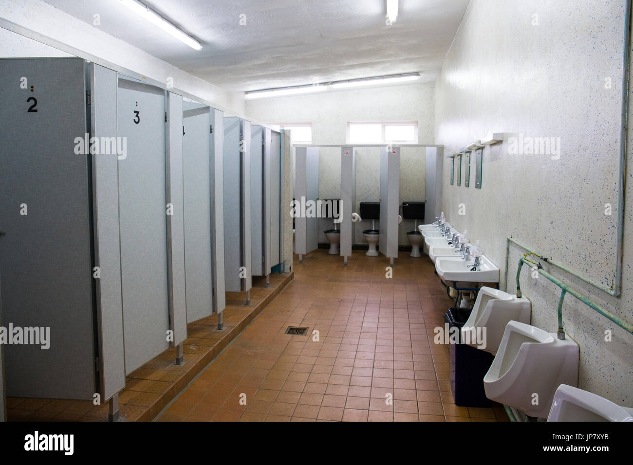 Men's toilet block on campsite UK Stock Photo