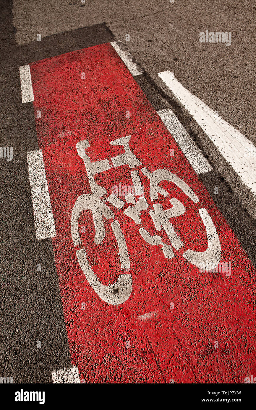 Bicycle lane in Barcelona Spain Stock Photo