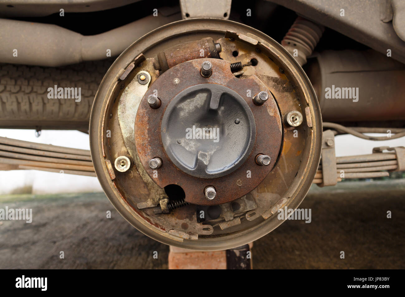 Car drum break system Stock Photo Alamy