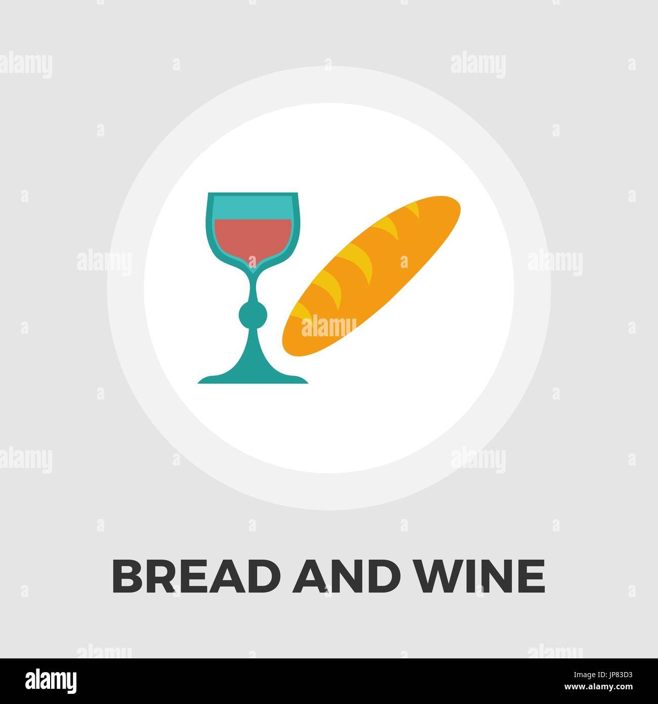 Bread and wine icon vector. Flat icon isolated on the white background. Editable EPS file. Vector illustration. Stock Vector