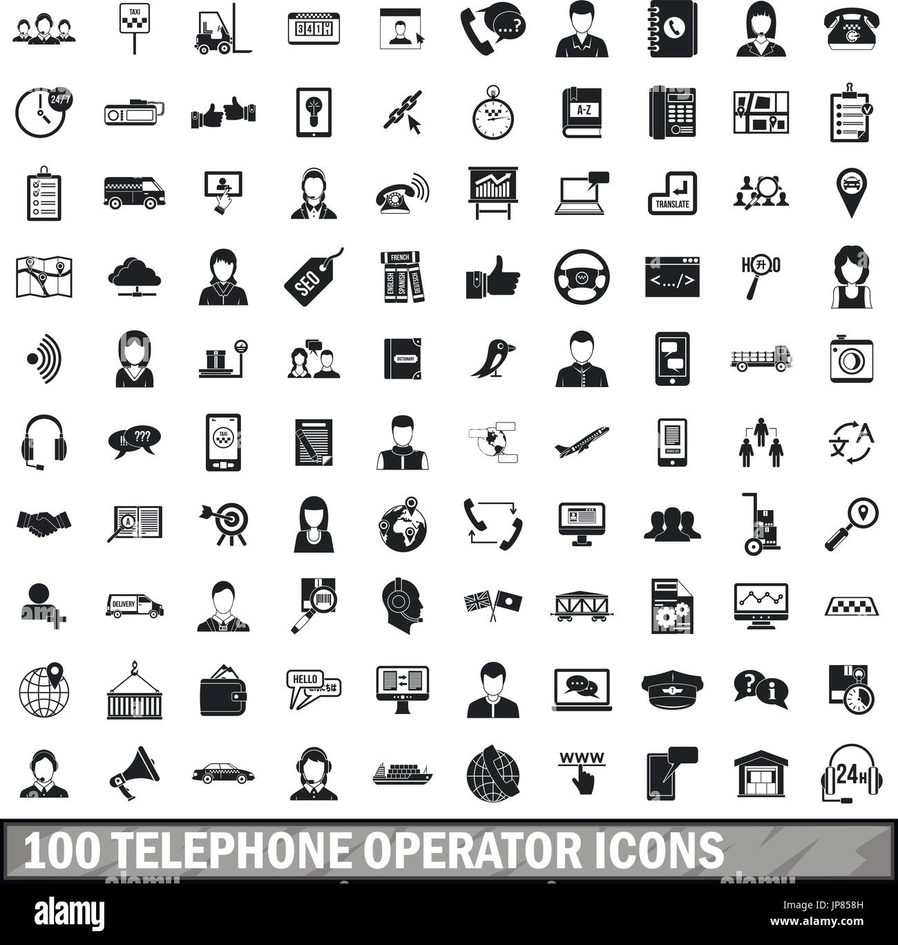 100 telephone operator icons set, simple style Stock Vector Image & Art ...