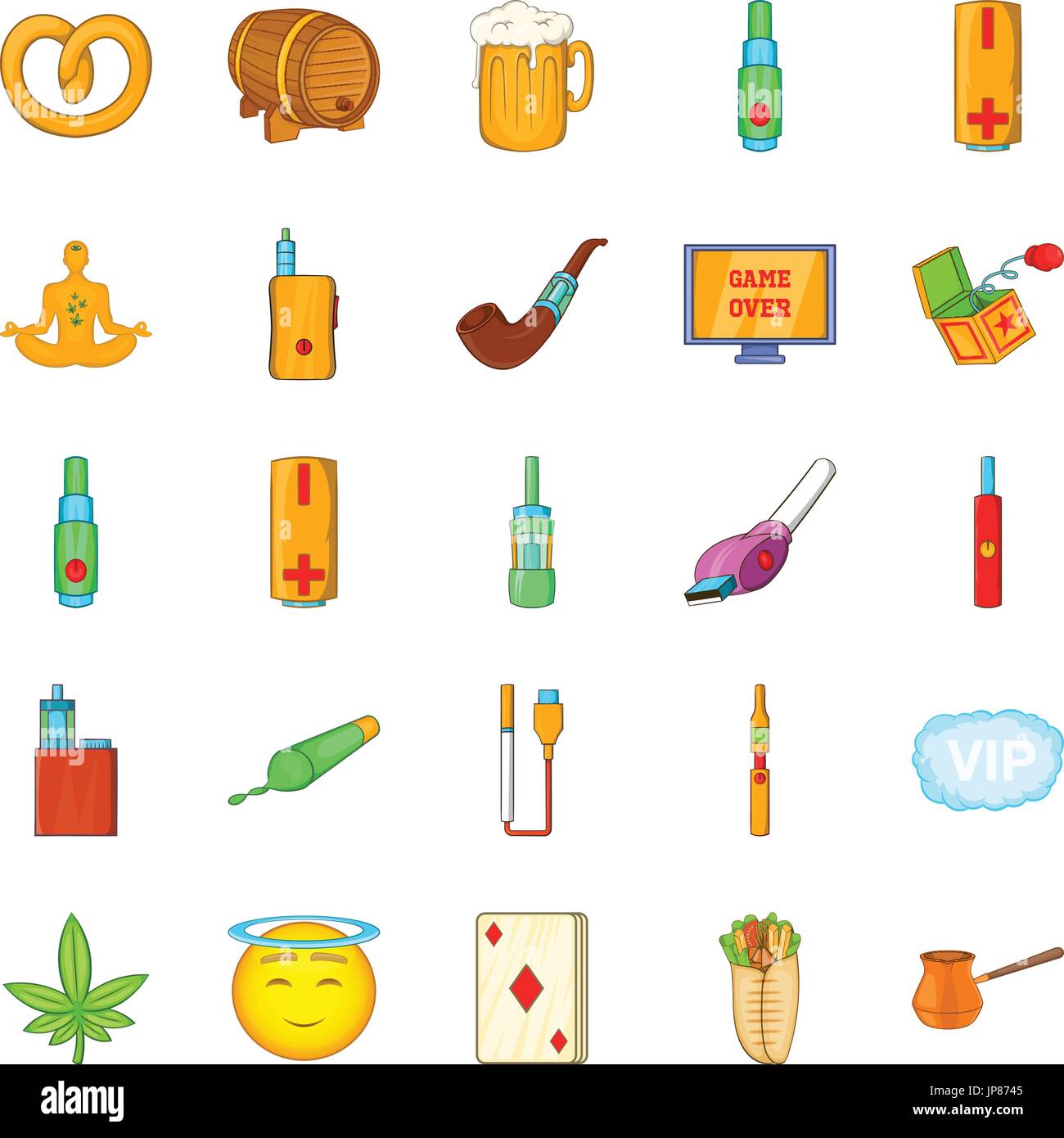 Bad habits icons set, cartoon style Stock Vector Image & Art - Alamy