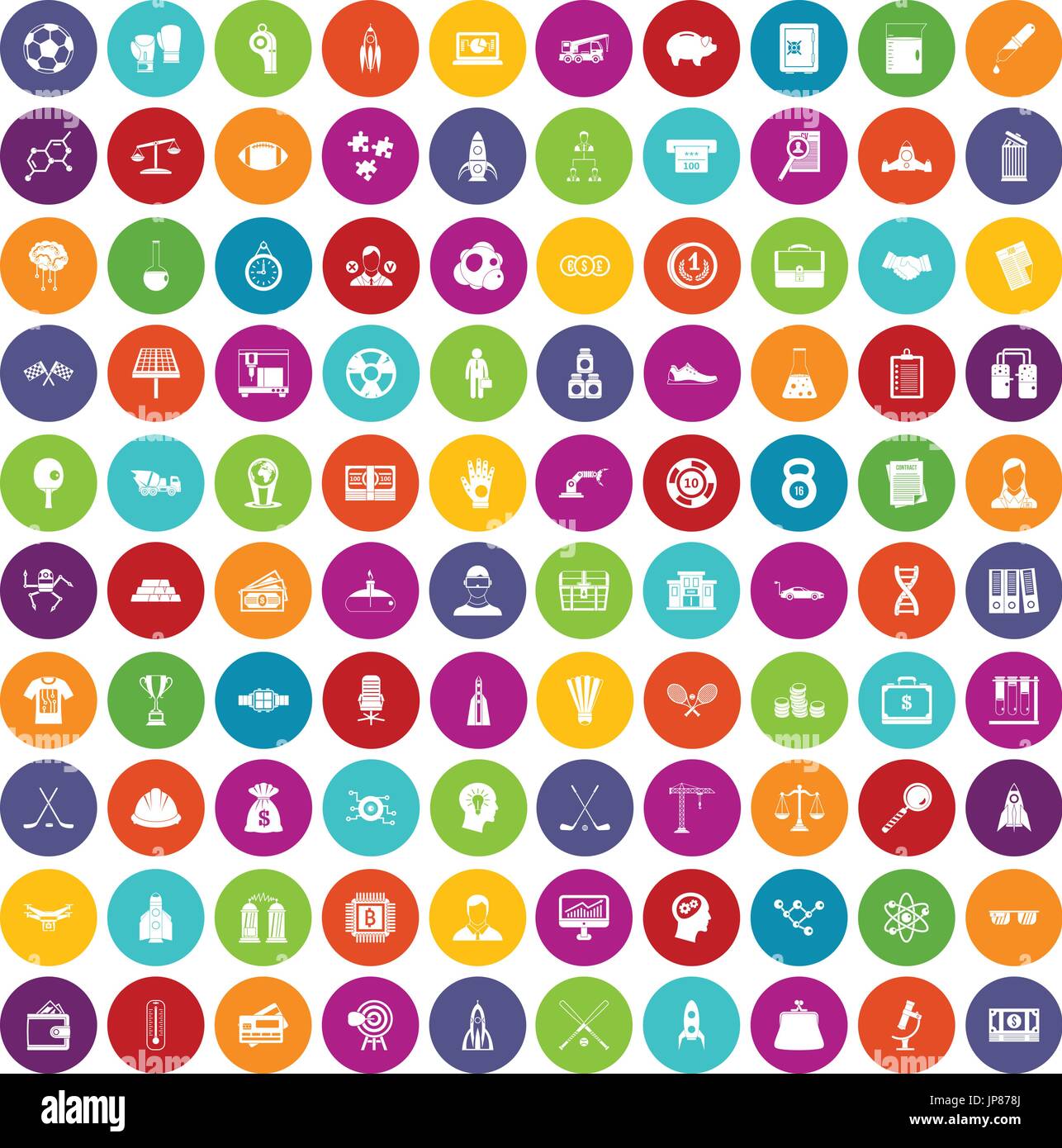 100 success icons set color Stock Vector