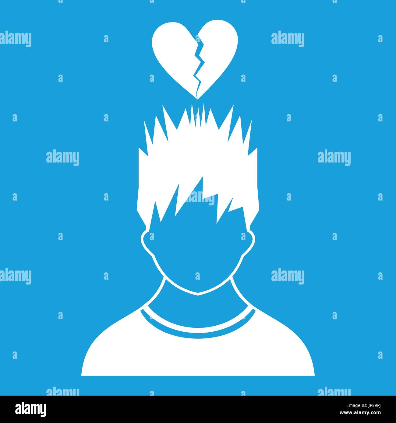 Man with broken red heart over head icon white Stock Vector Image & Art ...