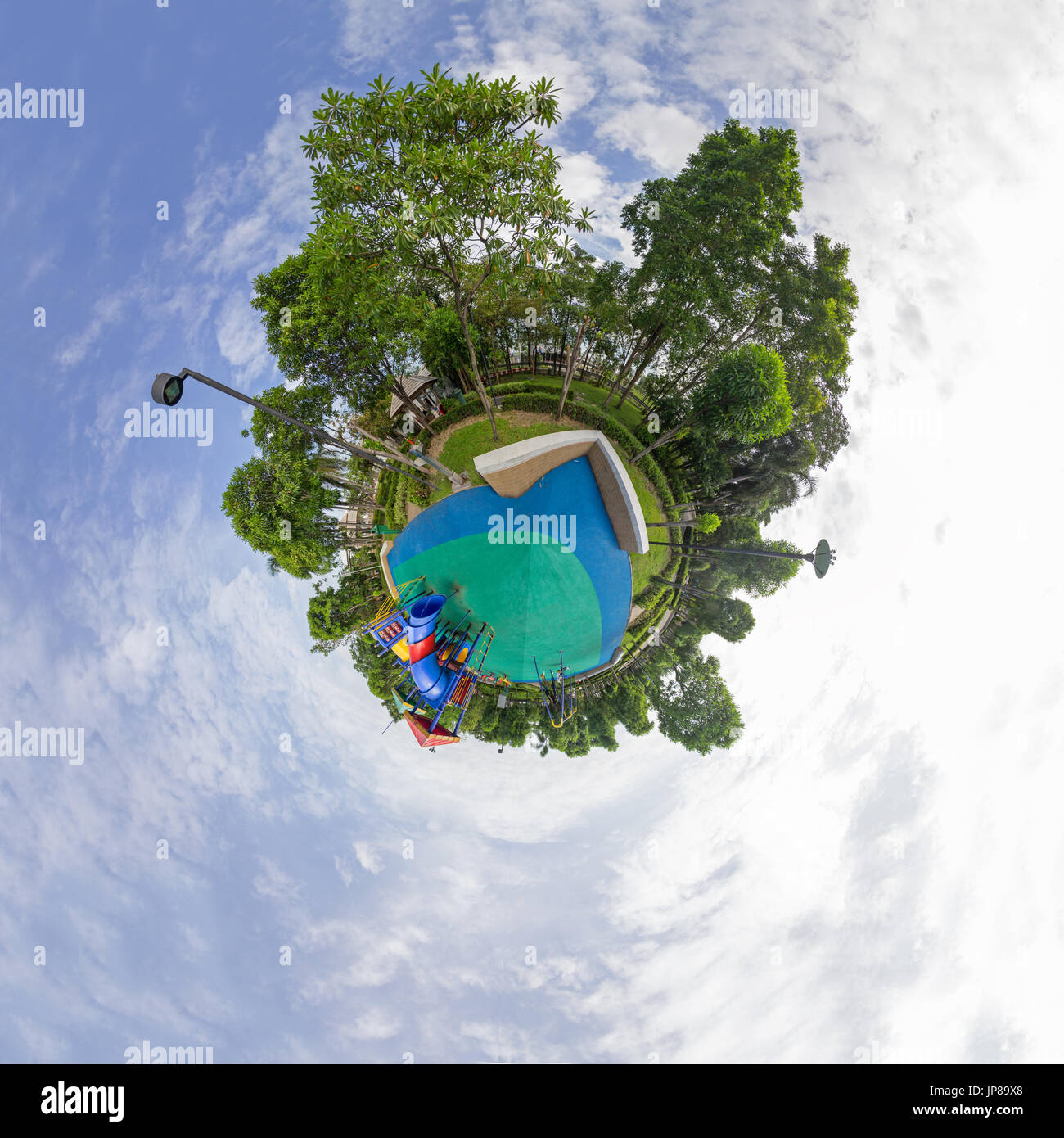 360  panorama of playground in the park Stock Photo