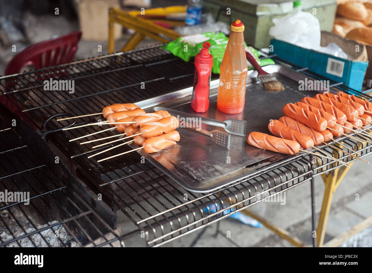 Bangkok, Thailand Stall selling sausages Stock Photo Alamy