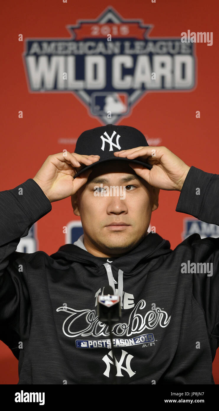 New York Yankees pitcher Masahiro Tanaka attends a press conference in