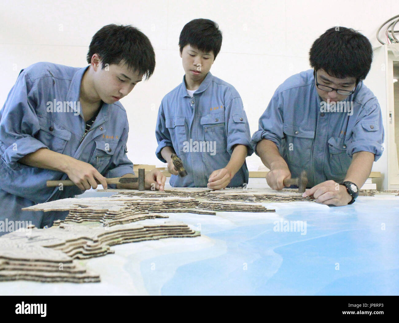 Members Of The Tsunami Model Club Of Miyako Technical High School