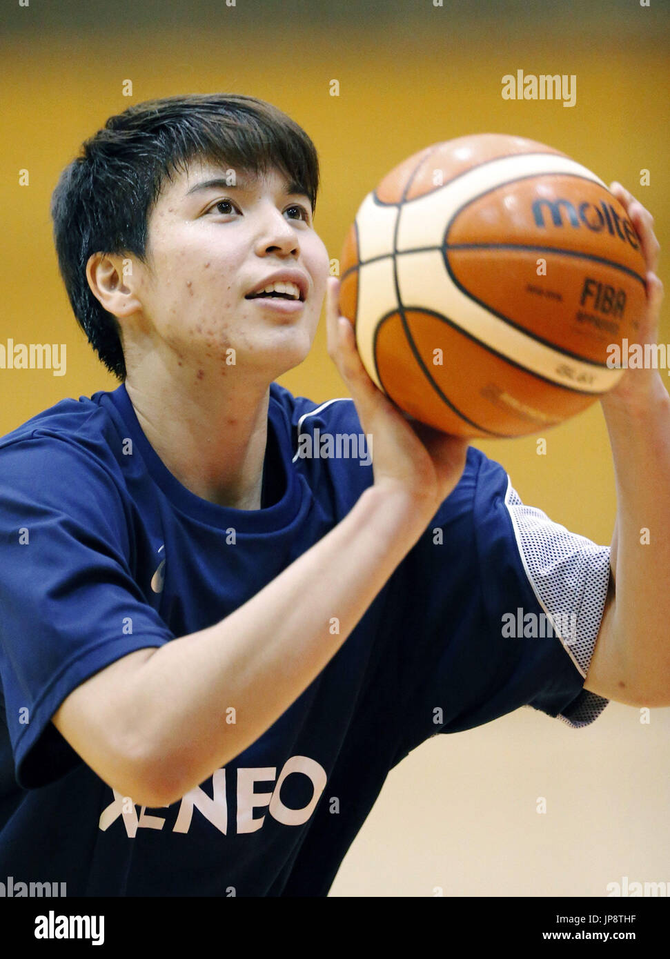 Japan's Ramu Tokashiki, a WNBA Seattle Storm player, trains in Tokyo on