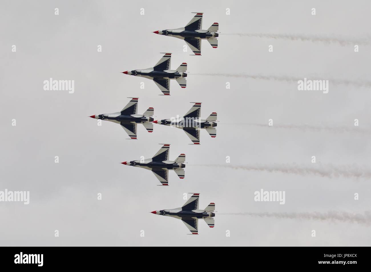 US Air Force Thunderbirds flying in formation at the 2017 Royal International Air Tattoo Stock Photo