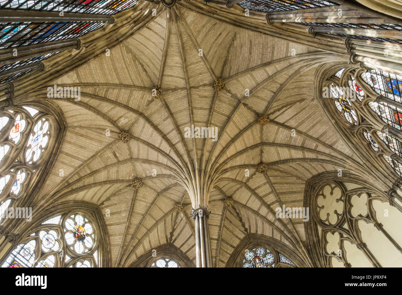 England, London, Westminster Abbey, The Chapter House Ceiling Stock Photo