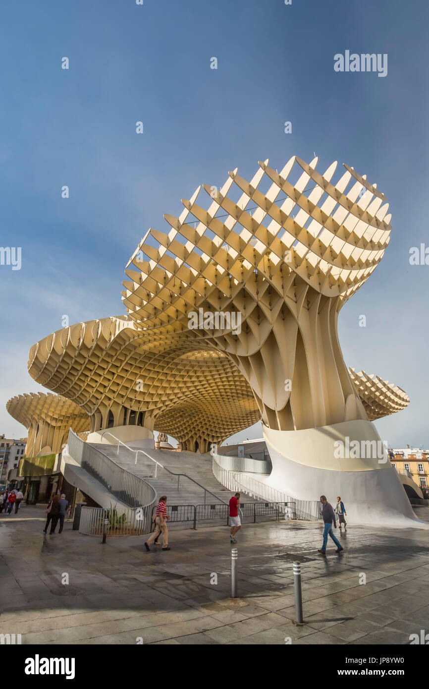 Spain, Andalucia Region, Sevilla City, Encarnacion Square, Metropol Parasol known as 'Las Setas' Stock Photo