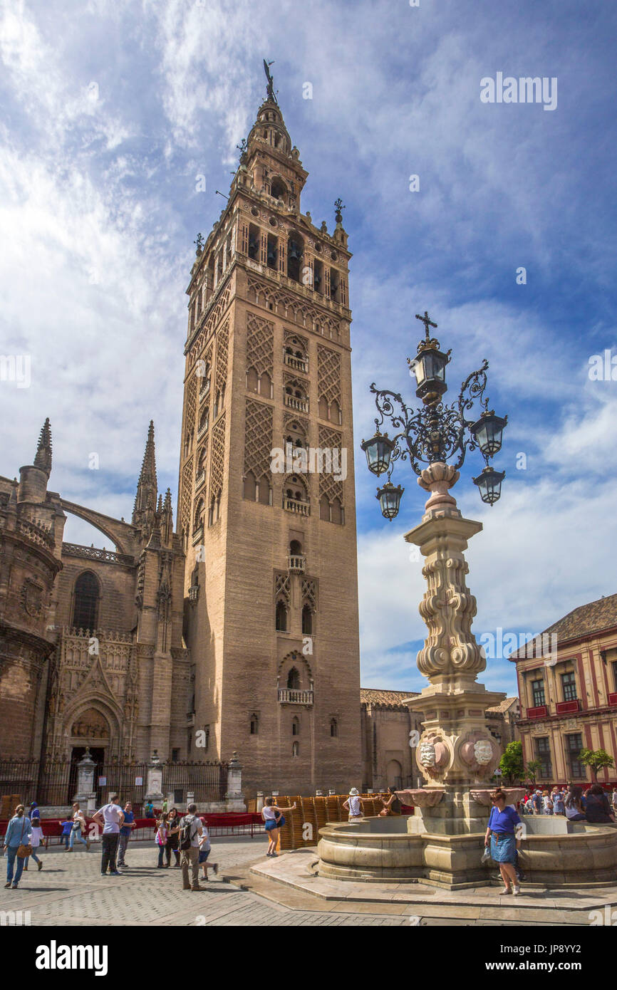 Spain, Andalucia Region, Sevilla City, Giralda Tower Stock Photo