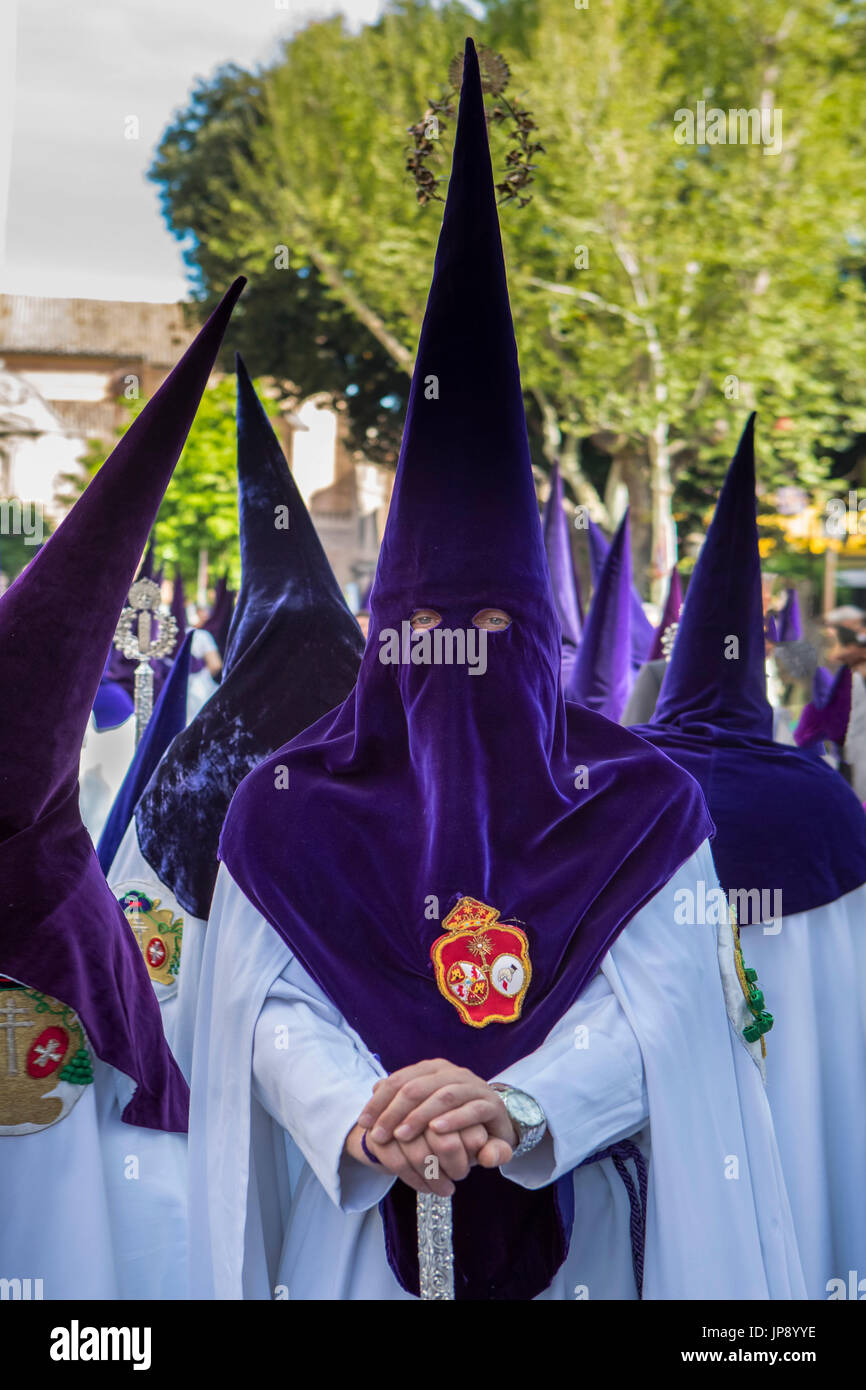 Spain, Andalucia Region, Sevilla City, Penitent at Holy thursday parade Stock Photo