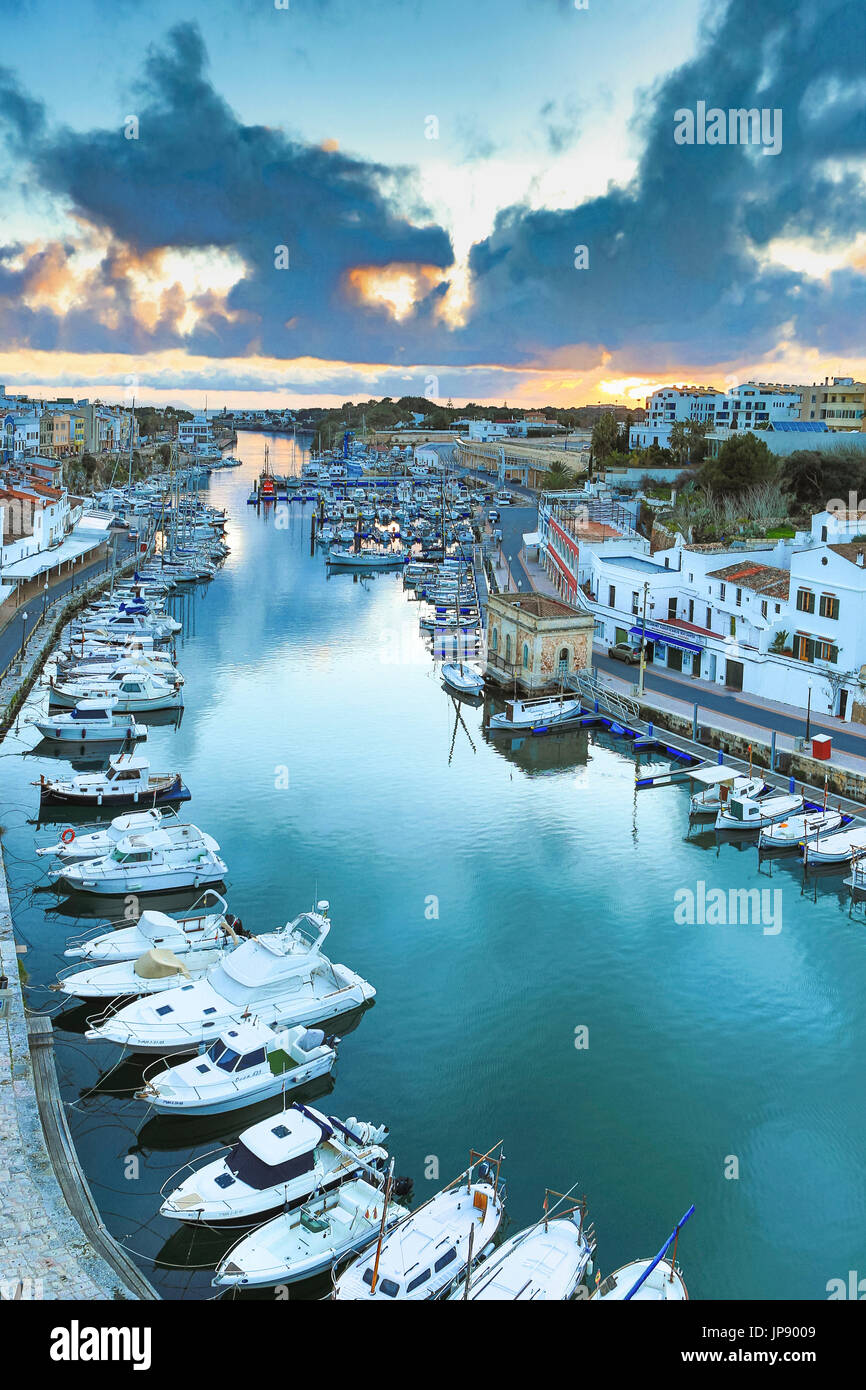 Spain, Balearic Islands, Menorca Island, Ciutadella City, Ciutadella Port, Stock Photo